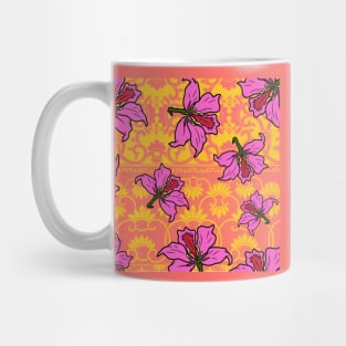 Bauhinia Flower with Orange & Pink Chinoiserie Pattern - Summer Flower Pattern Mug